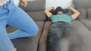 oiled footjob to my handcuffed stepdad