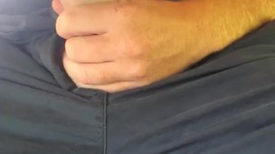Hot ginger bear outside at the park jacking off