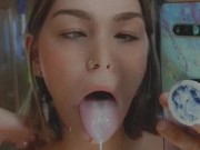Drooling and making ahegao face 