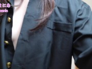 ギリギリ全裸学ラン姿でノーブラノーパン下着紹介します❤️