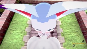 Digimon Pokemon Furry Yaoi - POV Cinderace x Gatomon blowjob and fucked