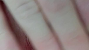 FTM massages freshly shaved pussy