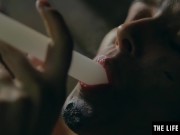 Watch her oil up her big natural tits as she masturbates wildly 15/16