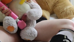 Sex With Stuffy Bunny With Slow Motion Cumshot