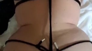 BBW in a harness gets fucked in a hotel