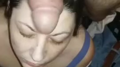 Slapping my fat cock on a cheating slut wife.