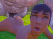 Olivia трахает пушистого монстра, вставляя член в тугую киску и задницу, часть 2 12/16