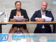Camsoda News Network anchors rides sybian and gives amazing blowjob 2/16