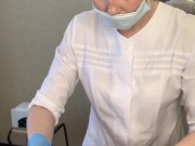 A man came unexpectedly during waxing, almost got on the master's robe 4/16