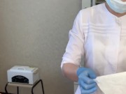 A man came unexpectedly during waxing, almost got on the master's robe 6/16