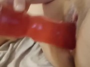 Dirty slut fucks herself w/ huge thick dildo 6/16