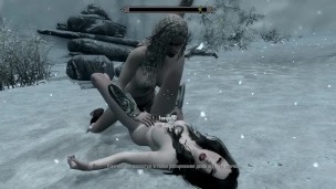 Lesbians fuck in the snow in skyrim