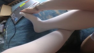 tgirl with white nylons ass