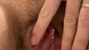 Playing with my piss and my hairy pussy