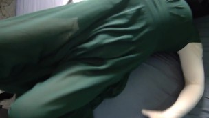 Swelling Cyborg Green Dress Belly Inflation
