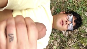 I stayed lying and jerking on the ground with guy´s used condoms on me after fuck