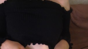 Russian girlfriend showed her charms and danced with tits, real homemade