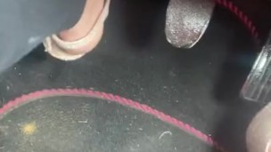 Driving my Subaru in sexy sparkly heels with oil on the pedals 