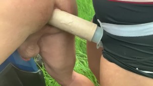 I fucked my cuck boy bitch right outside up his pretty asshole with a big cock! 