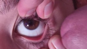 Cum into open eye extreme close up | cum desperation