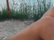 Sea, beach, masrurbation, glass dildo 2/16