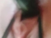 Powerful squirt from small rubber cock