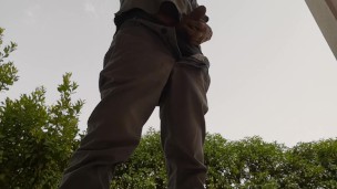Quick outdoor jerkoff while having a cigarette 