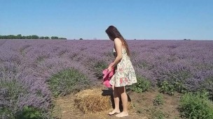 Up Dress NO PANTIES # Butt Plug Public Flashing in LAVENDER Fields
