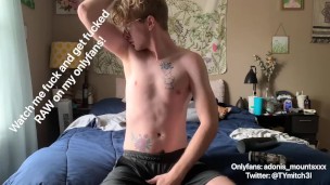 Blonde boy fucks his flashlight until he busts his load