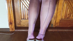 Sweet pussy in pink stockings, NylonKissa