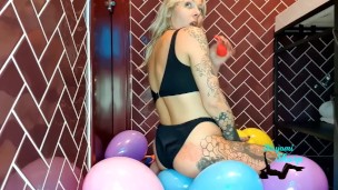 Getting in the mood for my birthday with some balloons 
