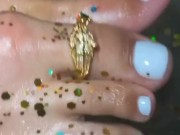 Liannas Sexy Oily Stripper Feet Sprinkled with Glitter