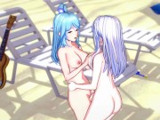 Aqua and Emilia having fun in the real world! (3d Hentai) (Isekai Quartet) (Konosuba) (Re:Zero)