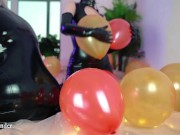 Air Balloon Looner Hot Fetish 2 Lesbians in tight shiny rubber clothes having fun 3/16