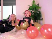 Air Balloon Looner Hot Fetish 2 Lesbians in tight shiny rubber clothes having fun 4/16