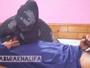 Hot hijabi babe riding big cock in revers after Smoking Blowjob and getting creampie to hairy pussy 7/16