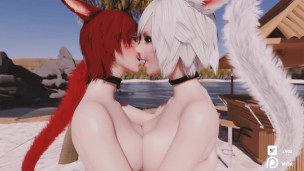 [FFXIV] Miqo'te Yuri Kiss test animation