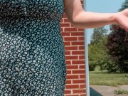 Super powerful standing piss outside with my tits out 1/16