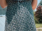 Super powerful standing piss outside with my tits out 12/16