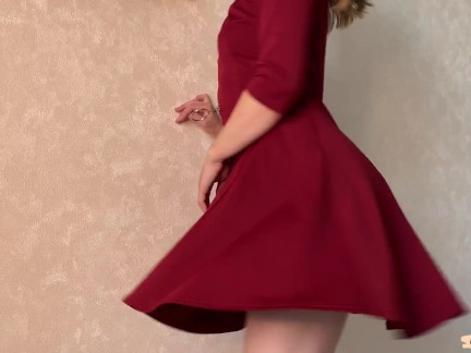Sexy trying of dresses without lingerie