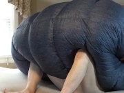 Puffy Jacket Lover Humping Huge Down bag Comforter Until He Cums. Shiny Nylon Bed Humping!! 9/16