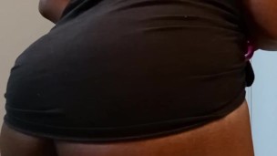 Big Booty Black TS Ass Shirt Reveal