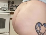 Tattooed couple’s quickie kitchen creampie 2/16