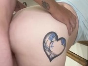 Tattooed couple’s quickie kitchen creampie 7/16