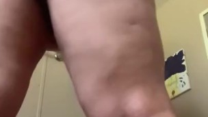 Anal plug play and squats with plug in