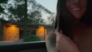 Horny MILF Passionate Fuck in Parking Lot After Date Night- Perky Boobs, Public Creampie