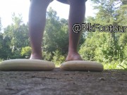 Feet Crushing bananas