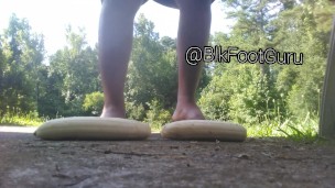 Feet Crushing bananas