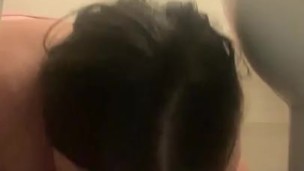 Fat piggy licks toilet and bathroom floor 