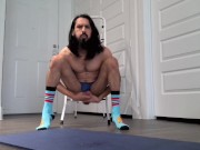 monster cock double fist under leg on ladder